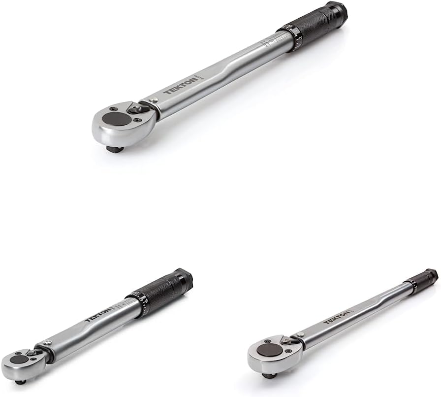 TEKTON Llave dinamométrica de micrómetro de accionamiento de 38 pulgadas y llave dinamométrica TEKTON de micrómetro de 14 pulgadas (20-200