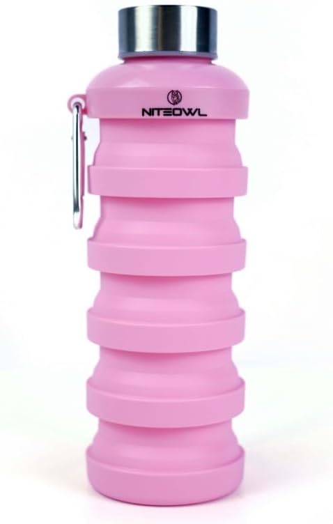 Botella de agua deportiva plegable (rosa)