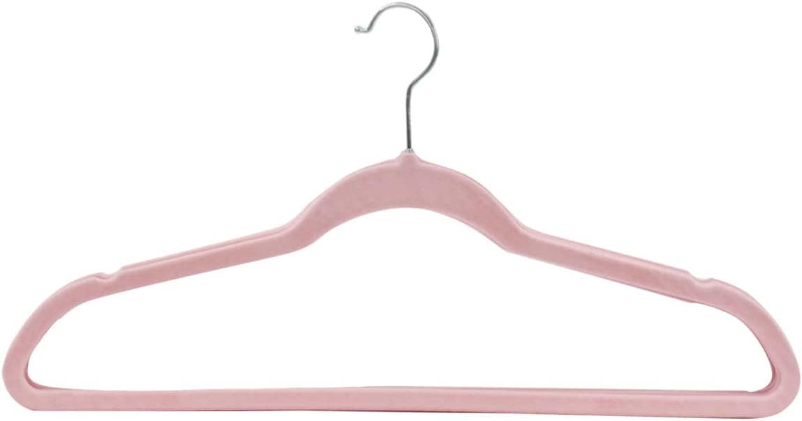Home Basics – Perchas de terciopelo para ropa (paquete de 60 unidades), color rosa, perchas de fieltro para camisetas, chaquetas, vestidos y