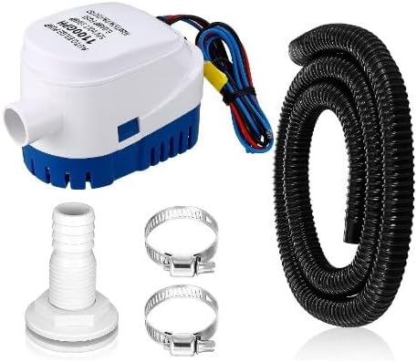 Kit de bomba de sentina automática para barcos, kit de plomería de bomba de sentina de 1-18 pulgadas, incluye bomba de sentina de 12 V 1100 Gph, 1