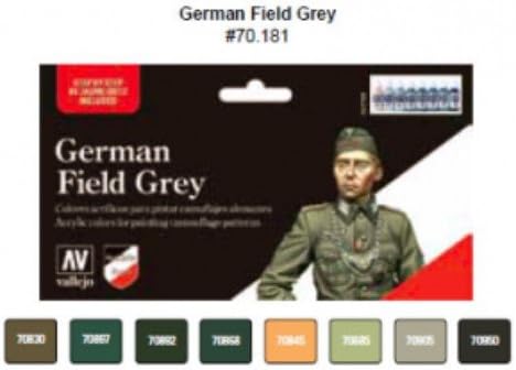 Vallejo Conjunto de uniforme gris campo alemán, 0.6 fl oz