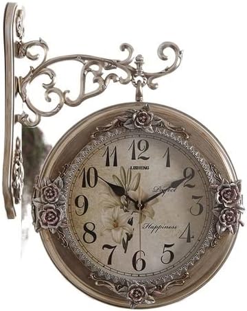 Reloj de pared europeo retro silencioso para sala de estar, reloj de pared americano, mecanismo de doble cara, decoración del hogar, DF50WC, fácil