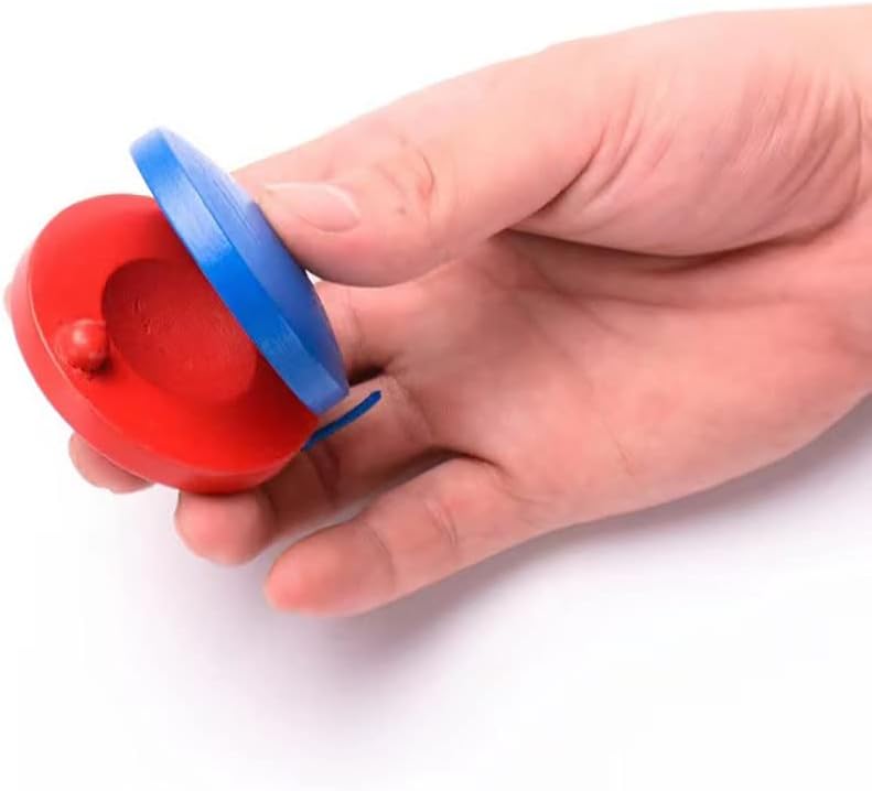 12 castañuelas musicales, tablero de aplausos educativos, instrumentos de percusión de madera para el aula, castañuelas de dedo (color madera)