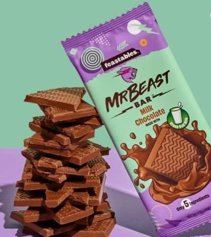 Barras de chocolate Mr. Beast Feastables – Chocolate con leche, 4 unidades
