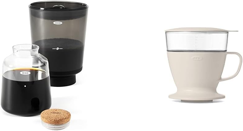 OXO Brew – Cafetera compacta de café frío y cafetera de una sola porción, 12 onzas, color blanco