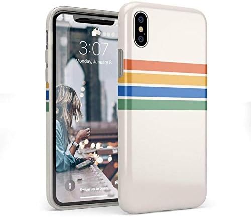 Casely Funda compatible con iPhone XXS  Funda de bloque de color de rayas arcoíris