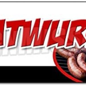 Bratwurst Banner – Pancarta de vinilo resistente de 13 onzas con ojales de una sola cara de 18 x 48 pulgadas Bratwurst Banner – Pancarta de vinilo resistente de 13 onzas con ojales de una sola cara de 18 x 48 pulgadas