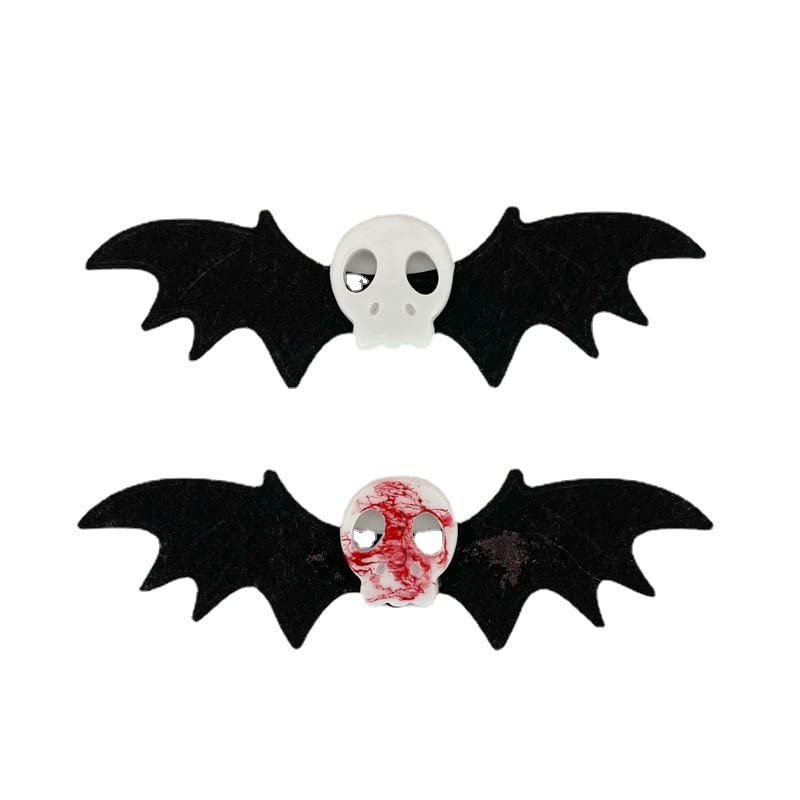 Pinzas para el cabello de calavera de murciélago para Halloween, accesorios góticos para el cabello, clip de esqueleto de hueso, alas de murciélago,