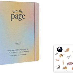 Simple Aesthetic – Agenda semanal coreana sin fecha de 6 meses con hoja de calcomanías, 128 páginas, tapa dura con banda de goma, diario minimalista Simple Aesthetic – Agenda semanal coreana sin fecha de 6 meses con hoja de calcomanías, 128 páginas, tapa dura con banda de goma, diario minimalista