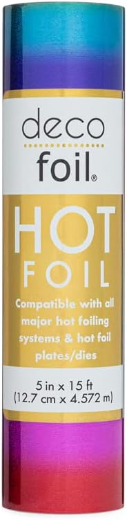 Hot Foils Rollo de 5 pulgadas x 15 pies  Rainbow Dreams  Uso con sistemas de lámina caliente, placas y troqueles
