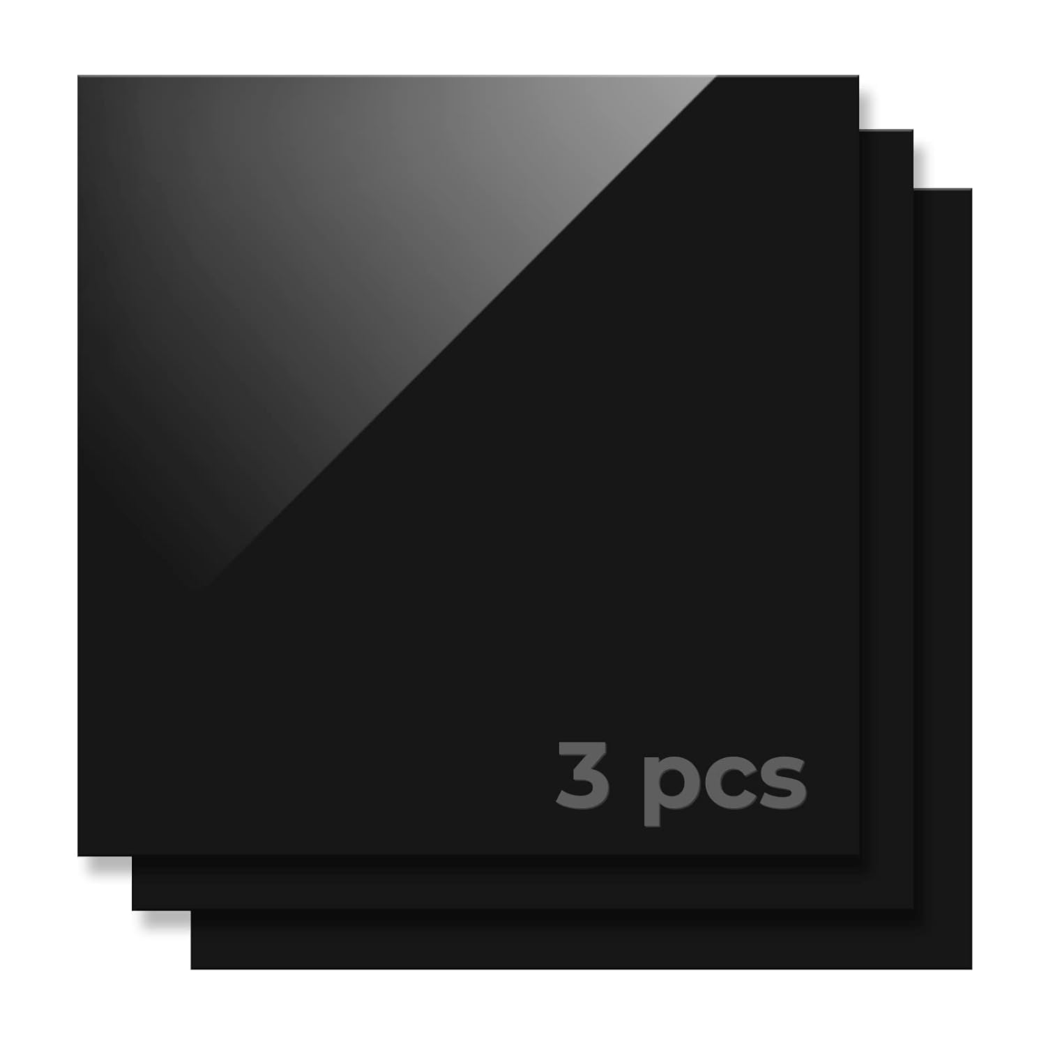 xTool Selected Hojas acrílicas opacas negras brillantes, hoja de plástico de 12 x 12 pulgadas con grosor de 18 pulgadas, 3 piezas en blanco de