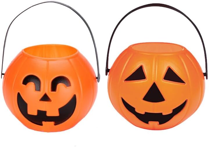 VALICLUD Cubo de Halloween para Halloween, soporte portátil de plástico multiusos para regalos de fiesta, suministros de decoración del hogar, cubo