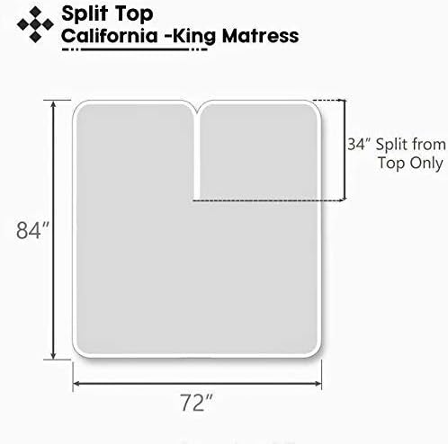 Split Cal King  100% algodón con parte superior dividida California King (sábana bajera ajustable tamaño California King) 600 hilos, blanco sólido,