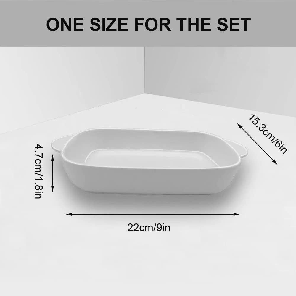 Bandeja pequeña de cerámica para hornear, 9 x 6 pulgadas, mini cacerola con asas, sartenes rectangulares para hornear de porcelana antiadherentes,