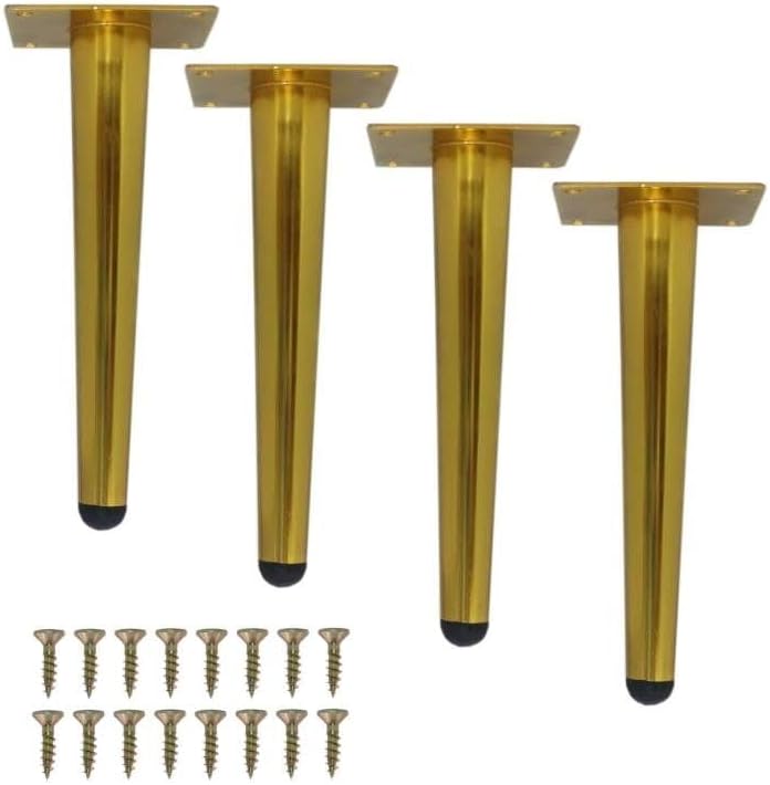 WEICHUAN Patas rectas de repuesto de metal dorado para sofá, silla, otomana, sofá biplaza otomana, mesa auxiliar, patas de gabinete (8 pulgadas,