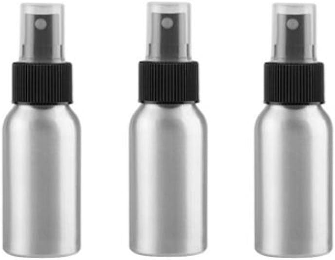 3 botellas de aluminio de niebla fina con pulverizador de bomba negra, recipientes de atomizador de muestra vacía para aceites esenciales, perfume,
