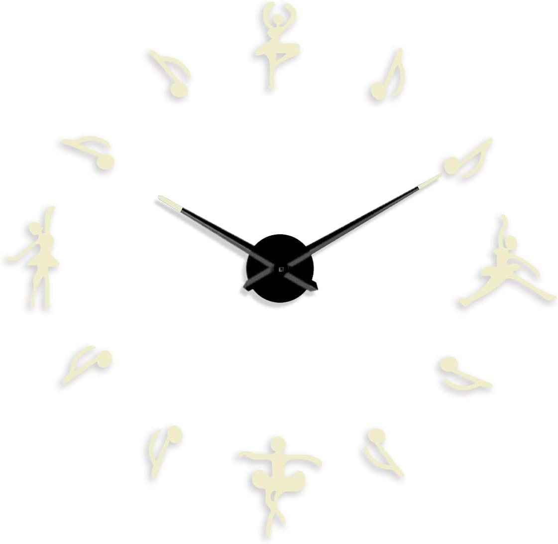 BST – Notas de ballet DIY, diferentes luminosas sin marco, reloj de pared, decoración de sala de baile, regalo de diseño creativo, 47 pulgadas
