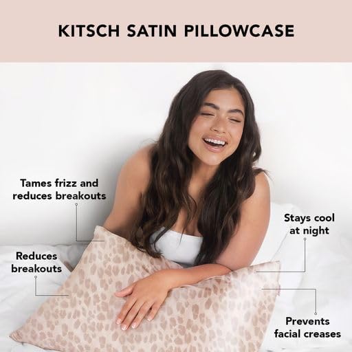 Kitsch Funda de almohada de satén (marfil) y funda de almohada de satén (leopardo) con descuento