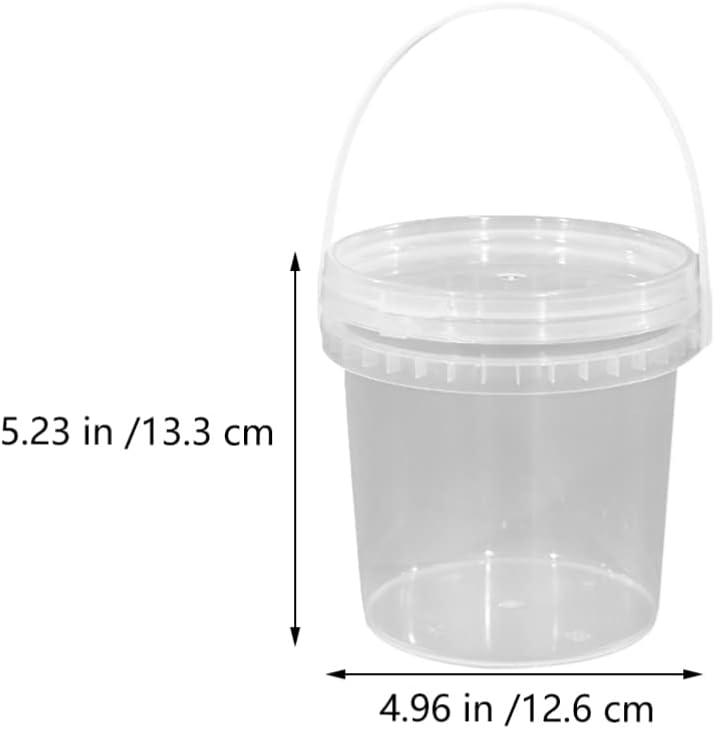 Hemoton Cubo de sopa 2 unidades, 1 litro (33.8 onzas) de plástico transparente con tapa y asa, tina de helado con tapas, recipientes de