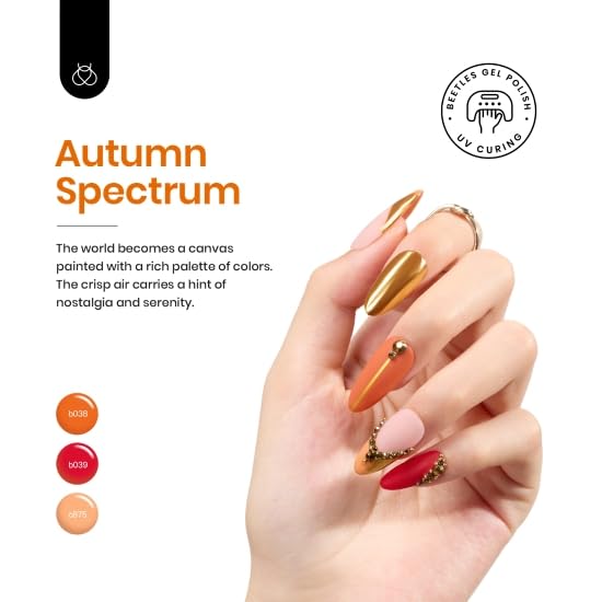 beetles Gel Polish Juego de 23 esmaltes de uñas de gel, 20 colores, naranja, marrón, rojo, azul real, verde, UV, esmalte de uñas de gel y 3 piezas,