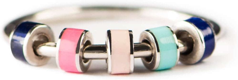 STORYJEWELLERY Anillos antiestrés para mujeres, anillo de ansiedad para niñas, anillo giratorio para mujer, anillos antiestrés de esmalte plateado,