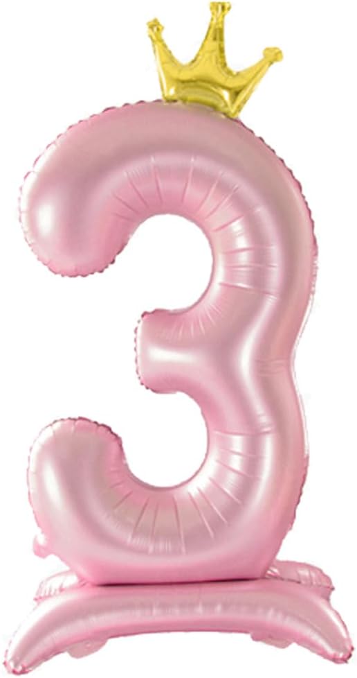 Globos de números rosas de 42 pulgadas del 0 al 9 con corona, globos de papel de aluminio de helio para cumpleaños, fiesta de aniversario de boda,