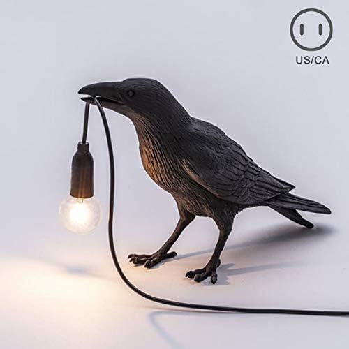 Luluckly Raven Light Birds Lámparas de mesa Dormitorio Resina Cuervo Lámpara de Escritorio Lámpara de Mesilla Luz de Pared Aplique Negro A