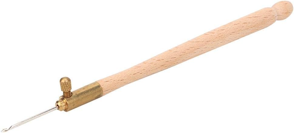 Juego de agujas de bordado de ganchillo, estilo francés, con mango de madera, herramientas de bordado de cuentas con 3 cabezales de agujas