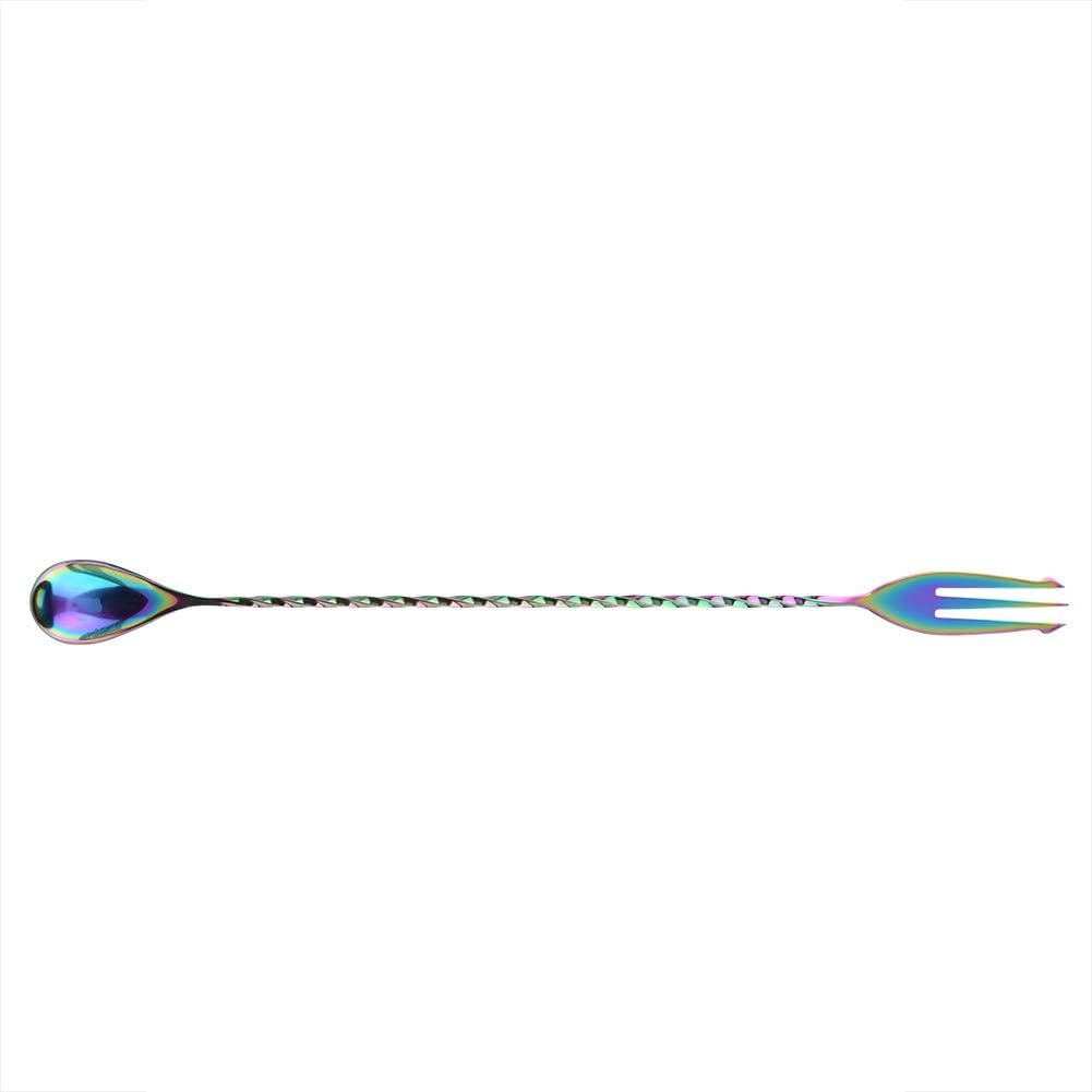 Cuchara de cóctel de acero inoxidable, herramienta de mezcla de mango largo para bebidas, café, capas, duradera y resistente (colorido)