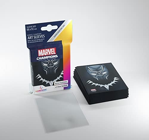 GameGenic Marvel Champions The Card Game – Fundas oficiales de Black Panther Art  Paquete de 50 fundas artísticas y 1 funda transparente  Soporte