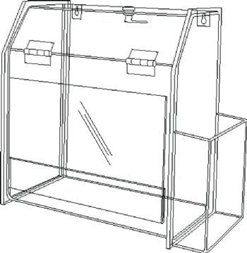 Urna acrílica negra de 5 x 9 x 6 con cerradura, marco de anuncios de 8.5 x 5.5 y soporte para folleto triple – Contenedor de plástico para