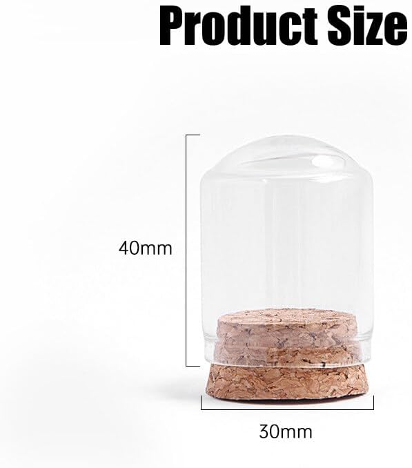 12PCS Mini Glass Dome Cloche Decorative Bell Jar with Cork Base for Flower Snad Storage Home Wedding Party Favors Arts and Small Projects 3x4cm