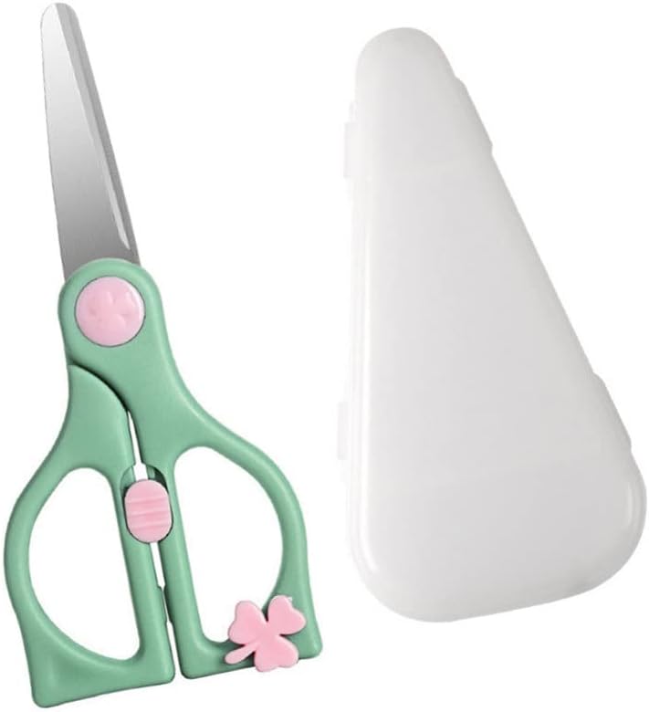 Housoutil 1 juego de tijeras de comida para bebés, tijeras de seguridad con estuche de viaje, tijeras portátiles para alimentos para bebés,
