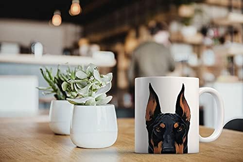 MUGBREW Black Rust Doberman Pinscher – Taza de café de cerámica para perro, 11 onzas