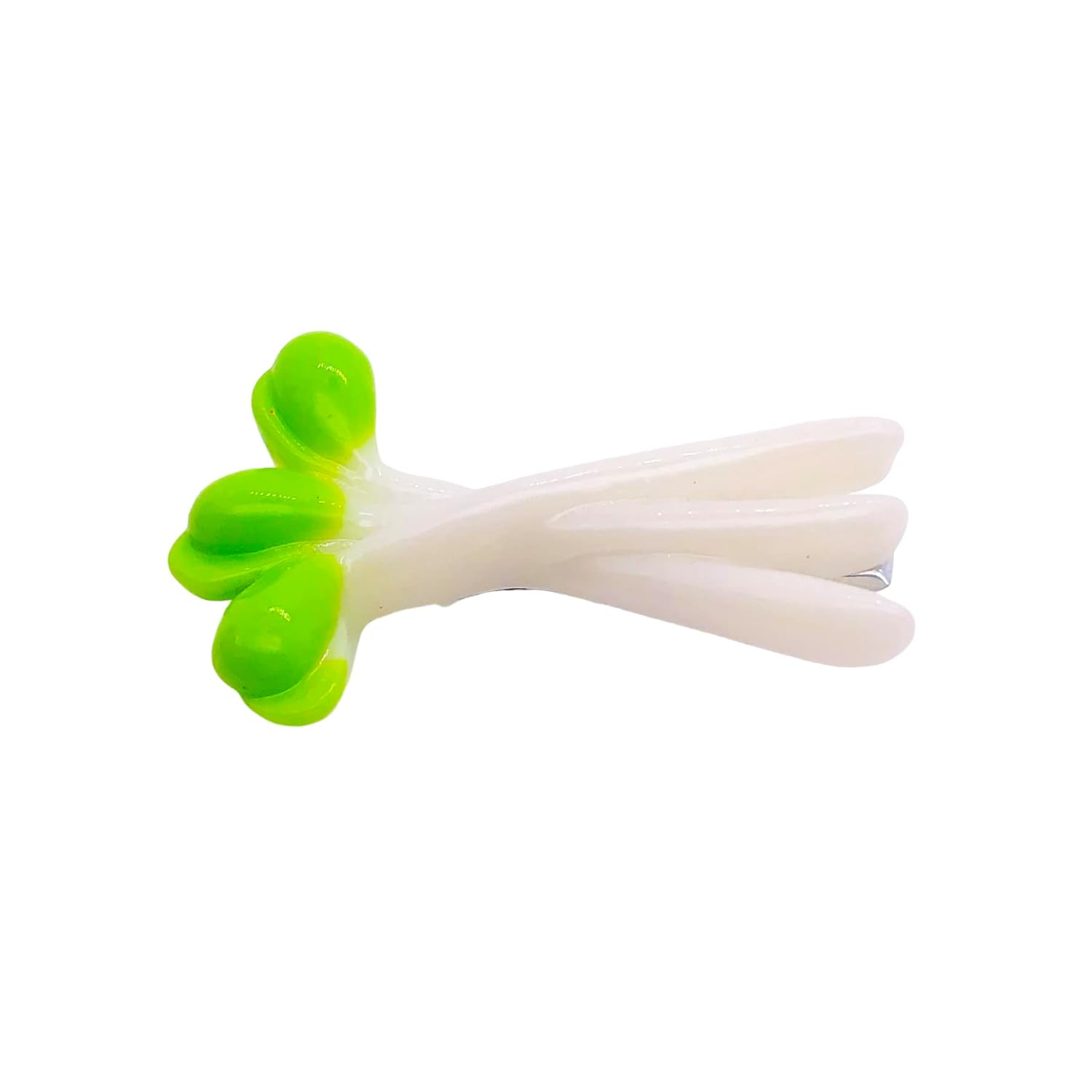 2 pinzas para el cabello de simulación de brotes de frijoles verdes, divertidos clips de flequillo lateral, accesorios para el cabello para mujeres