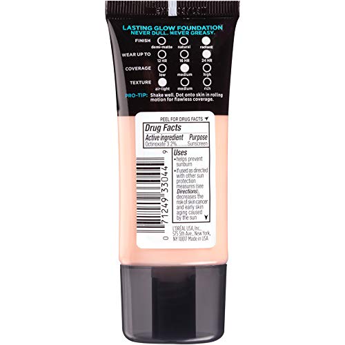 L’Oréal Paris Maquillaje Infallible Pro-Glow – Base de maquillaje, 201 Classic Ivory, 1 onza (paquete de 2)