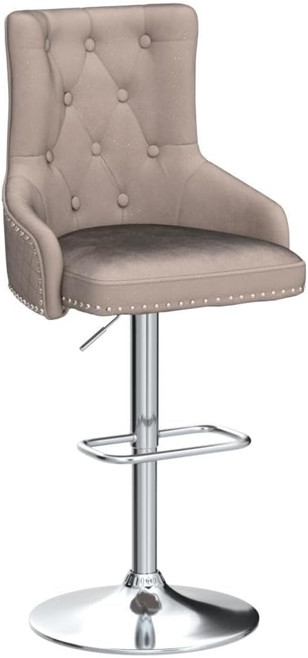 Juego de 2 taburetes de bar, taburetes de bar giratorios de terciopelo ajustable en altura de mostrador con reposapiés, acolchado suave tapizado con
