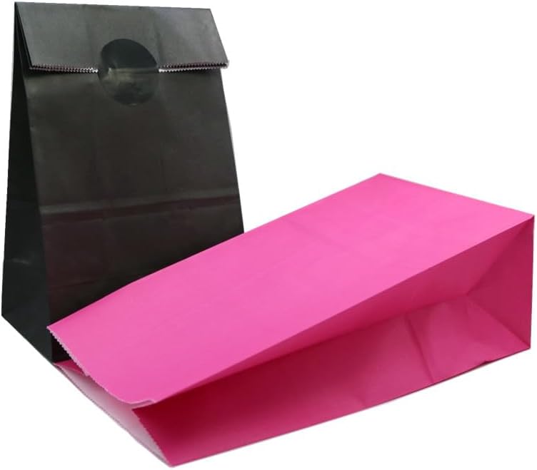 MORANTI – Bolsas de papel pequeñas de 5.1 x 3.1 x 9.4 pulgadas, color rosa intenso y negro, para bodas, cumpleaños, aniversarios, fiestas, regalos,