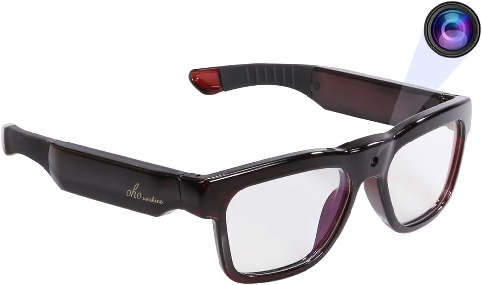 OhO sunshine Lentes de cámara WiFi de 128 GB, transmisión de video y fotos desde gafas a aplicación con cámara Ultra Full HD y lente de bloqueo de