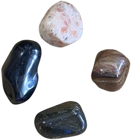 Kit de piedra del zodiaco Leo Healing Atlas! Aprovecha el poder transformador de las piedras, ónix negro, labradorita y madera petrificada. Aumenta