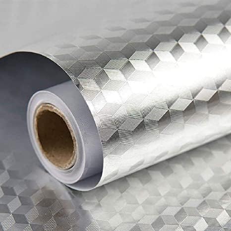 Adhesivo de aluminio (23.6 in x 78.7 in), resistente al óxido, autoadhesivo, para el hogar, impermeable, autoadhesivo, fácil de limpiar (plateado)