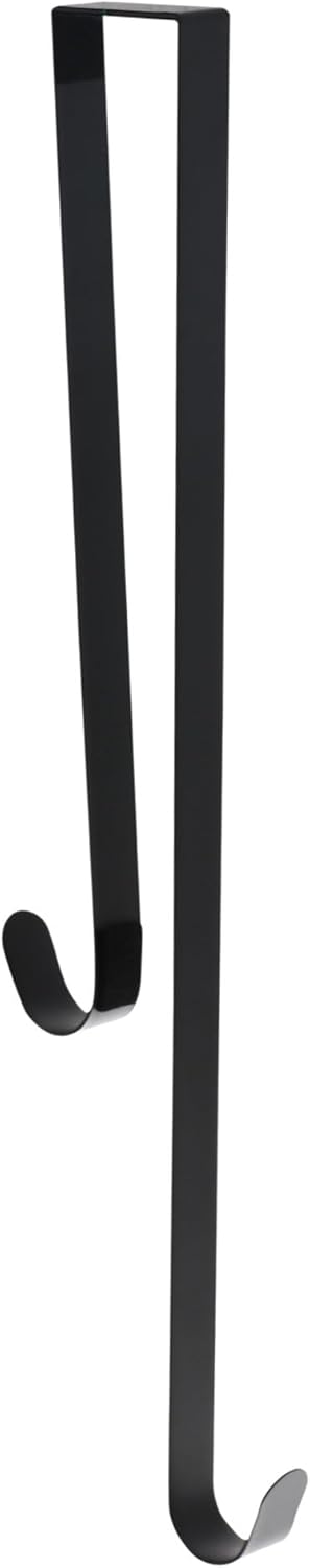 Haute Decor Colgador de corona de doble cara (negro mate)  Cuelga decoraciones en la parte delantera y trasera de tu puerta  Ganchos fuertes que
