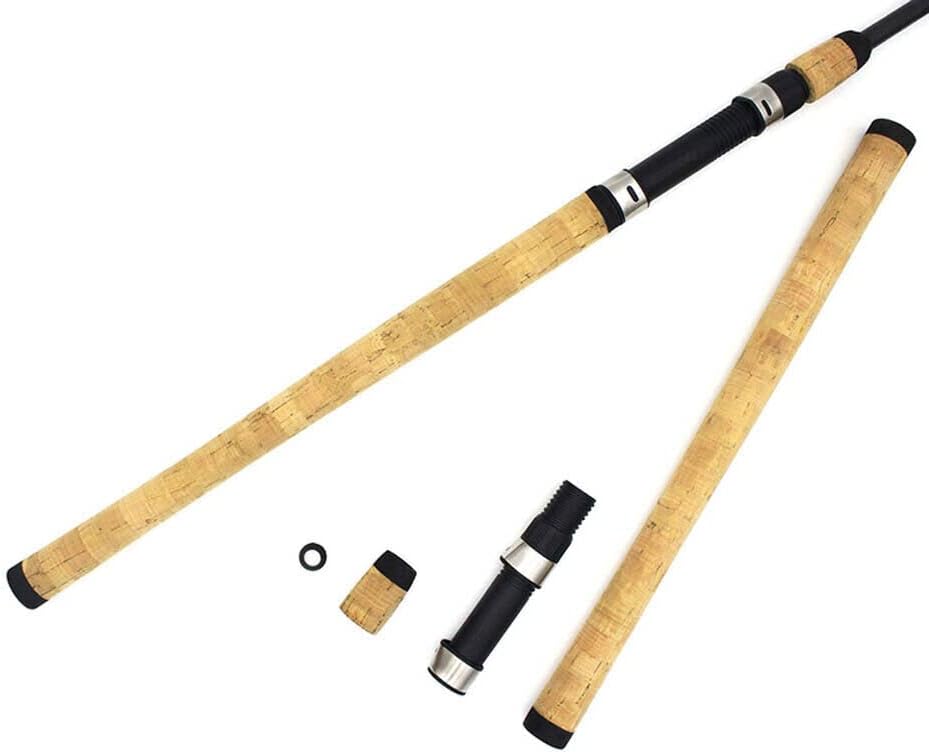TEAMWILL Juego de 2 piezas de mango de caña de pescar Compuesto Cork Spinning Grip Reel Seat Building Repair