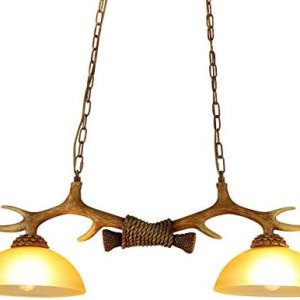 YIYIBYUS Luz de isla de cornamenta, lámpara de techo retro de 2 luces, lámpara colgante de cornamenta de ciervo, lámpara colgante de asta, pantallas YIYIBYUS Luz de isla de cornamenta, lámpara de techo retro de 2 luces, lámpara colgante de cornamenta de ciervo, lámpara colgante de asta, pantallas