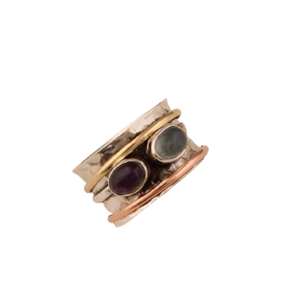 Labradorite Silver Ring, Statement Silver Ring Handmade Spinner Ring, Fidget Spinner Ring, Spinner Ring Women, Bezel Setting Ring, Simple Elegant