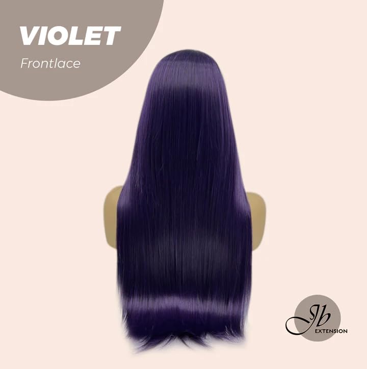 Lace Front Wig VIOLET Straight Long Dark Purple Wigs for Women Natural Synthetic Wigs for Daily Use (pelucas de cabello natural)