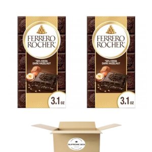 Ferrero Rocher – Barra de chocolate oscuro y avellana, 3.1 onzas, paquete de 2 (6.2 onzas en total) Ferrero Rocher – Barra de chocolate oscuro y avellana, 3.1 onzas, paquete de 2 (6.2 onzas en total)
