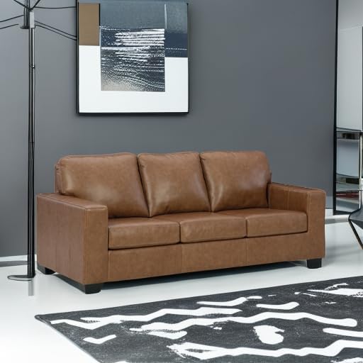 Signature Design by Ashley Bolsena – Sofá contemporáneo de piel, color marrón oscuro