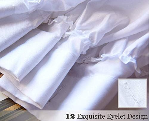Cortina de ducha de tela de rayas náuticas con volantes en cascada Tamaño 72 x 72 pulgadas (blancorojo)
