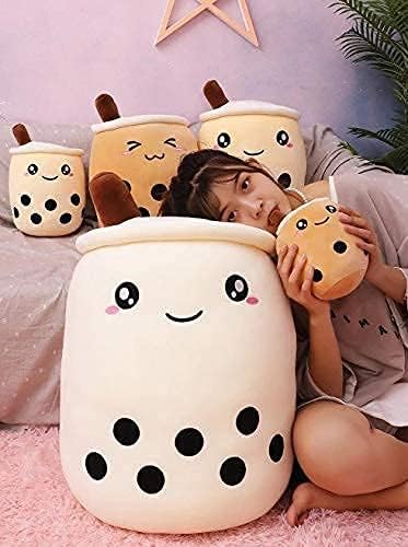 Almohada Kawaii Boba de peluche, almohada de peluche de té con leche Boba, divertida almohada para abrazar, cojín de felpa con burbujas Boba para